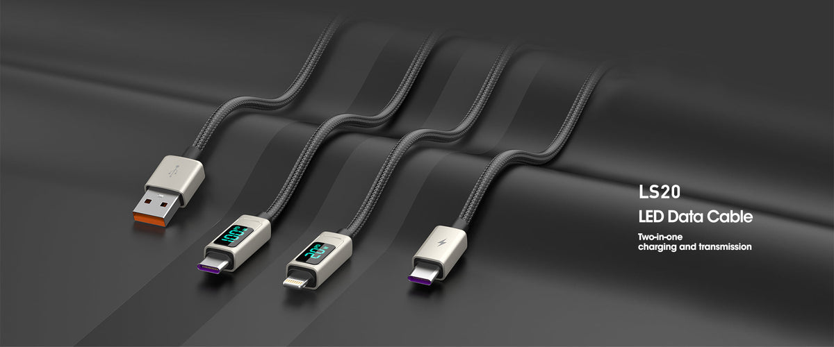 Lanex Data Cable USB-type c to type-c -100watt- with led screen - وصله شحن تايب سى  لتايب سى