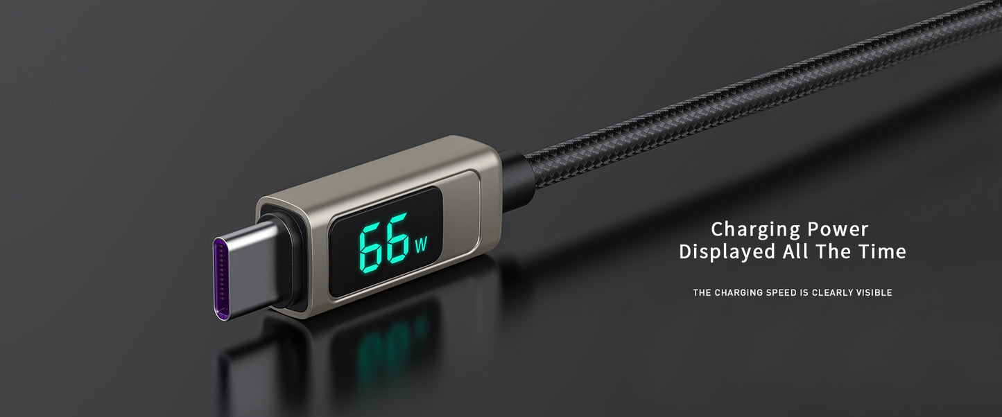 Lanex Data Cable USB-type c to type-c -100watt- with led screen - وصله شحن تايب سى  لتايب سى