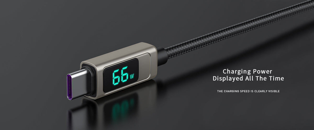 Lanex Data Cable USB-type c to type-c -100watt- with led screen - وصله شحن تايب سى  لتايب سى