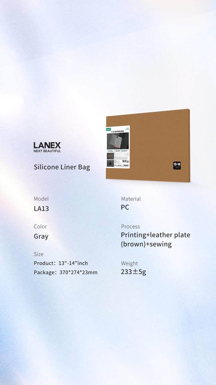 Lanex Silicone Linear Bag, Waterproof, Fall resistance For Laptop & Tablet  14"